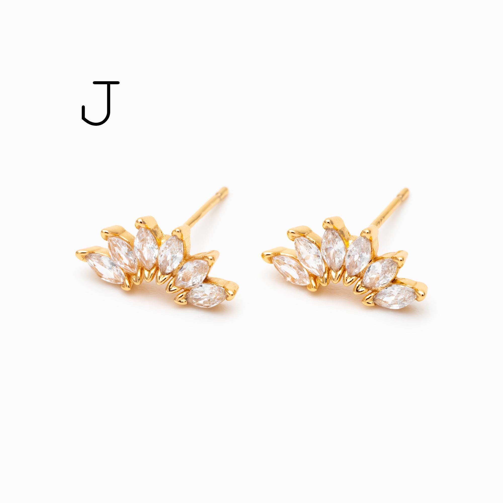 4pcs CZ Pave Dainty Earring, 18K Gold Plated Brass, Jewelry Making, Diy Material, Jewelry Supplies (GB-3369)